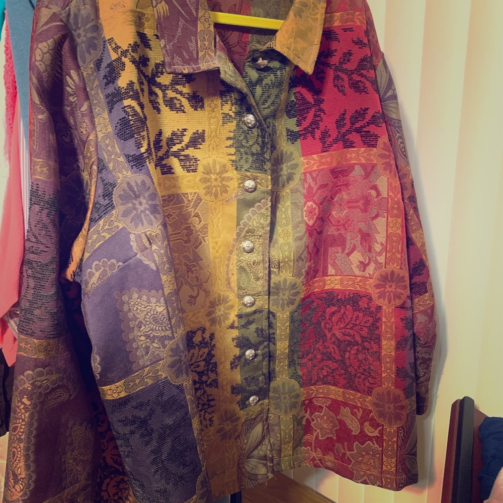 Maggie Barnes multi colored coat